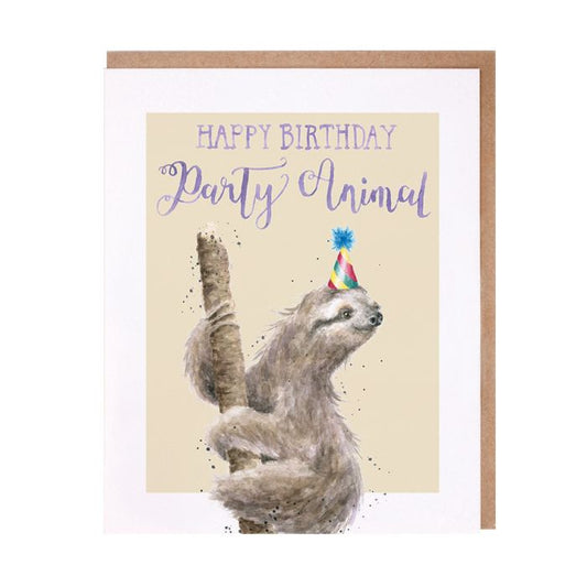 כרטיס ברכה ליום הולדת Party Animal Sloth (PAC014)