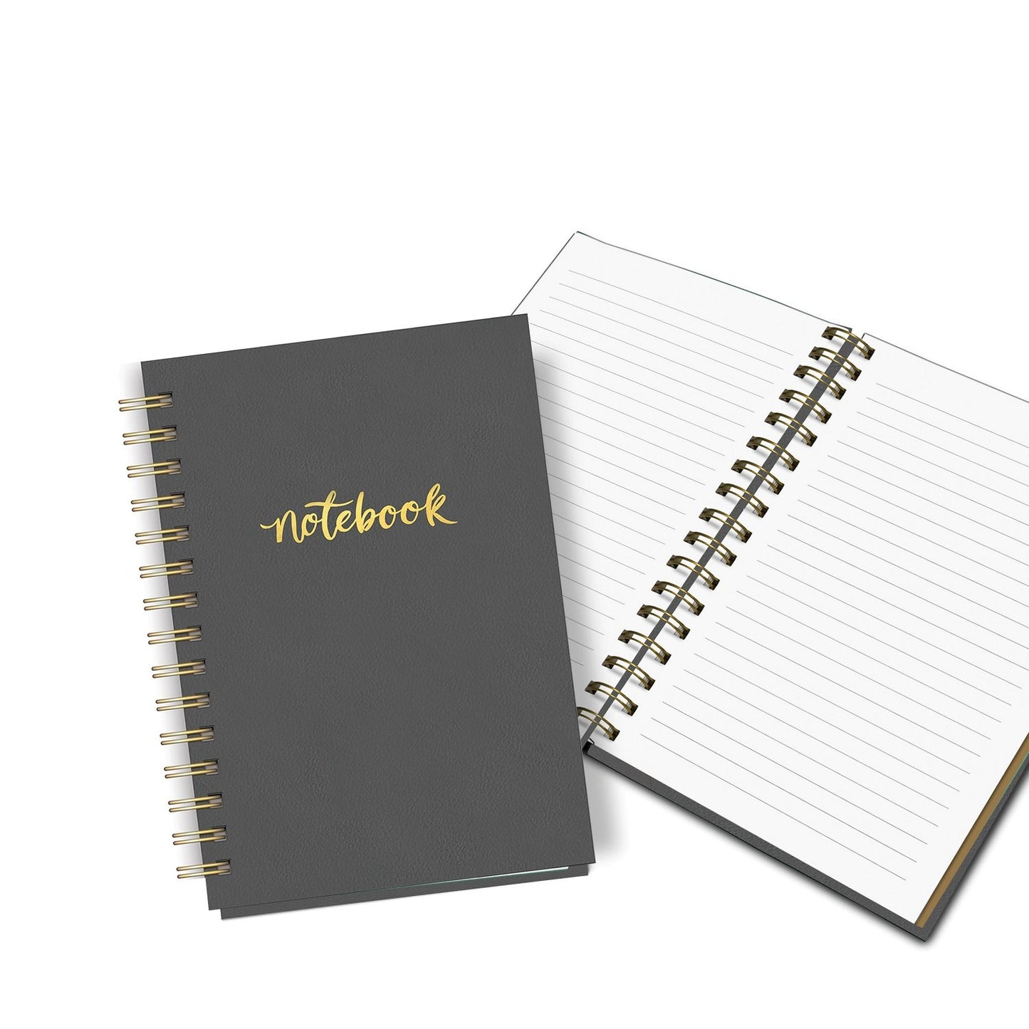 מחברת ספירלה דמוי עור בצבע אפור כהה