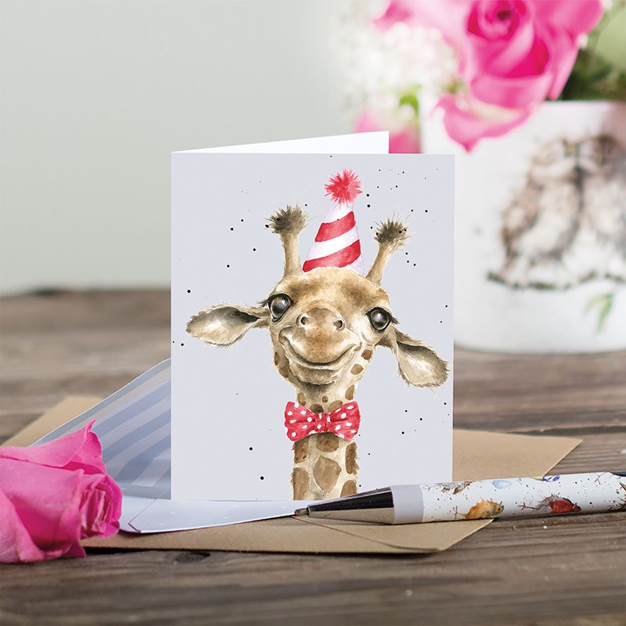 כרטיס ברכה מיני 'Here for the Cake' giraffe (GE115)