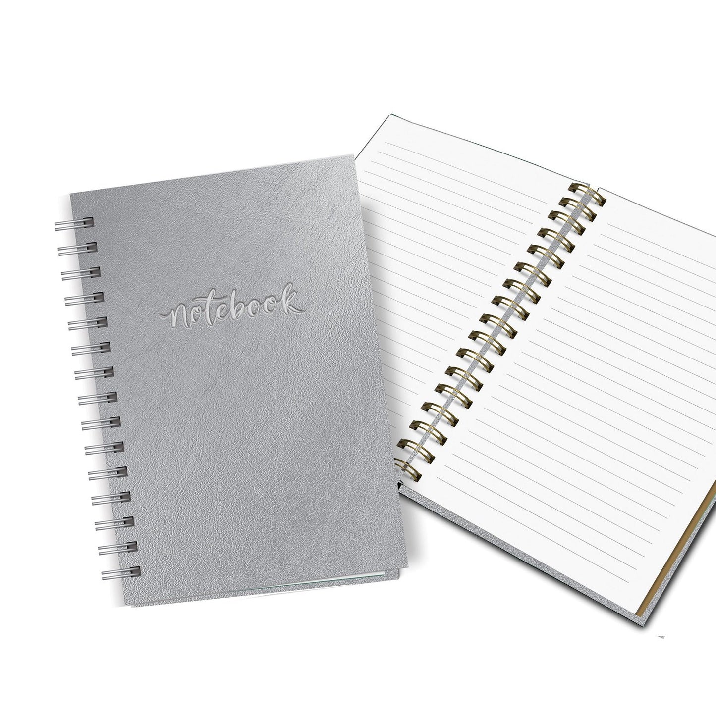 מחברת ספירלה דמוי עור בצבע כסוף