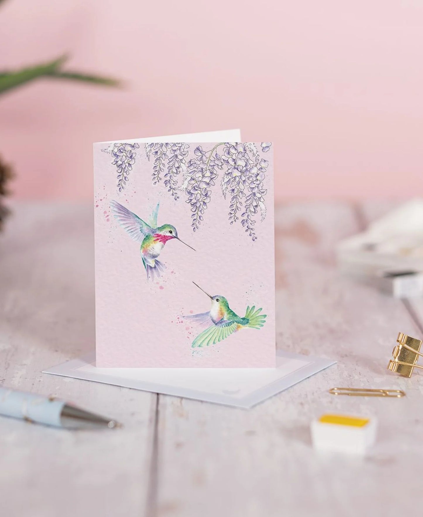 כרטיס ברכה מיני 'Wisteria Wishes' hummingbird (GE132)