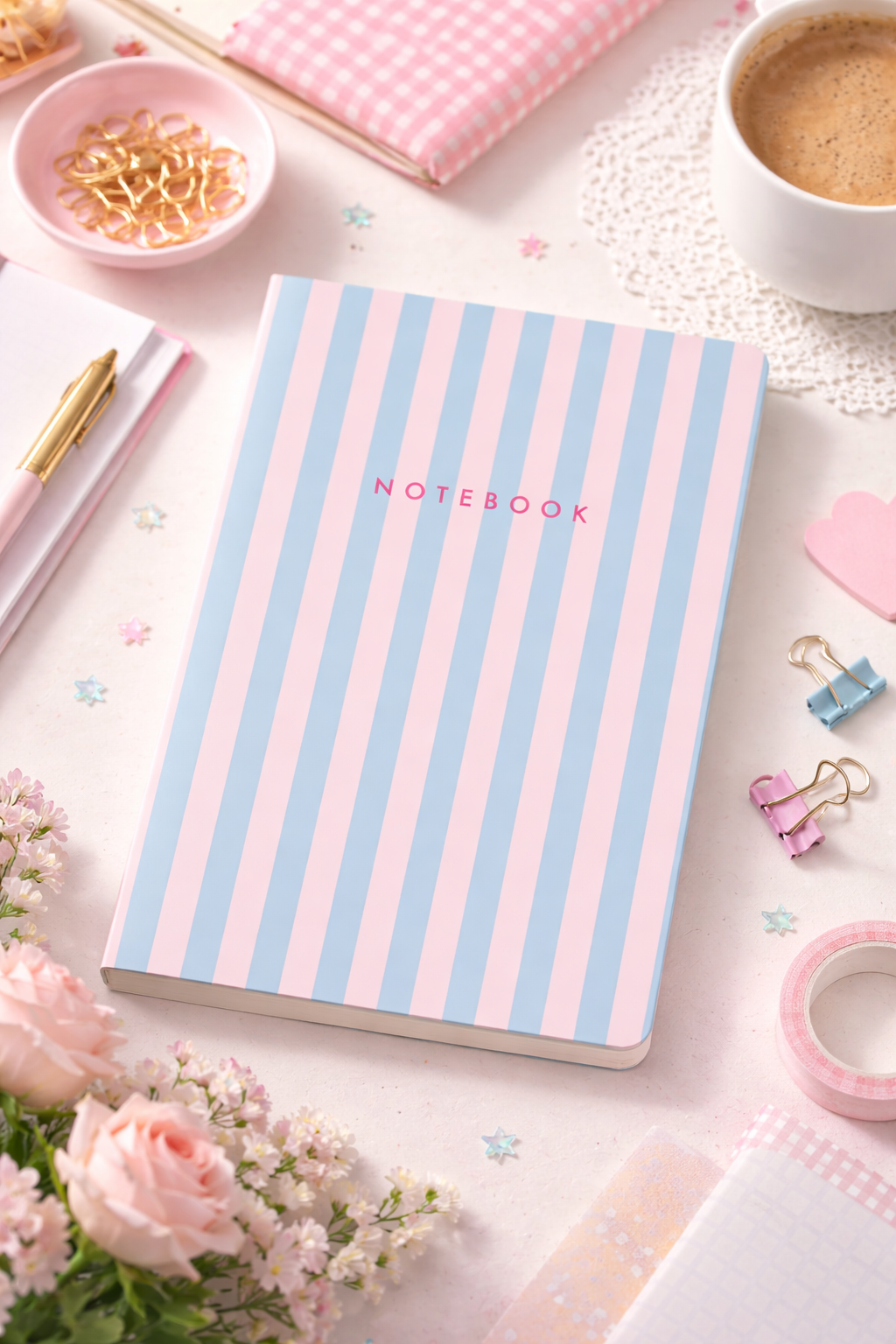 מחברת רכה keri דגם Cotton Candy Stripes