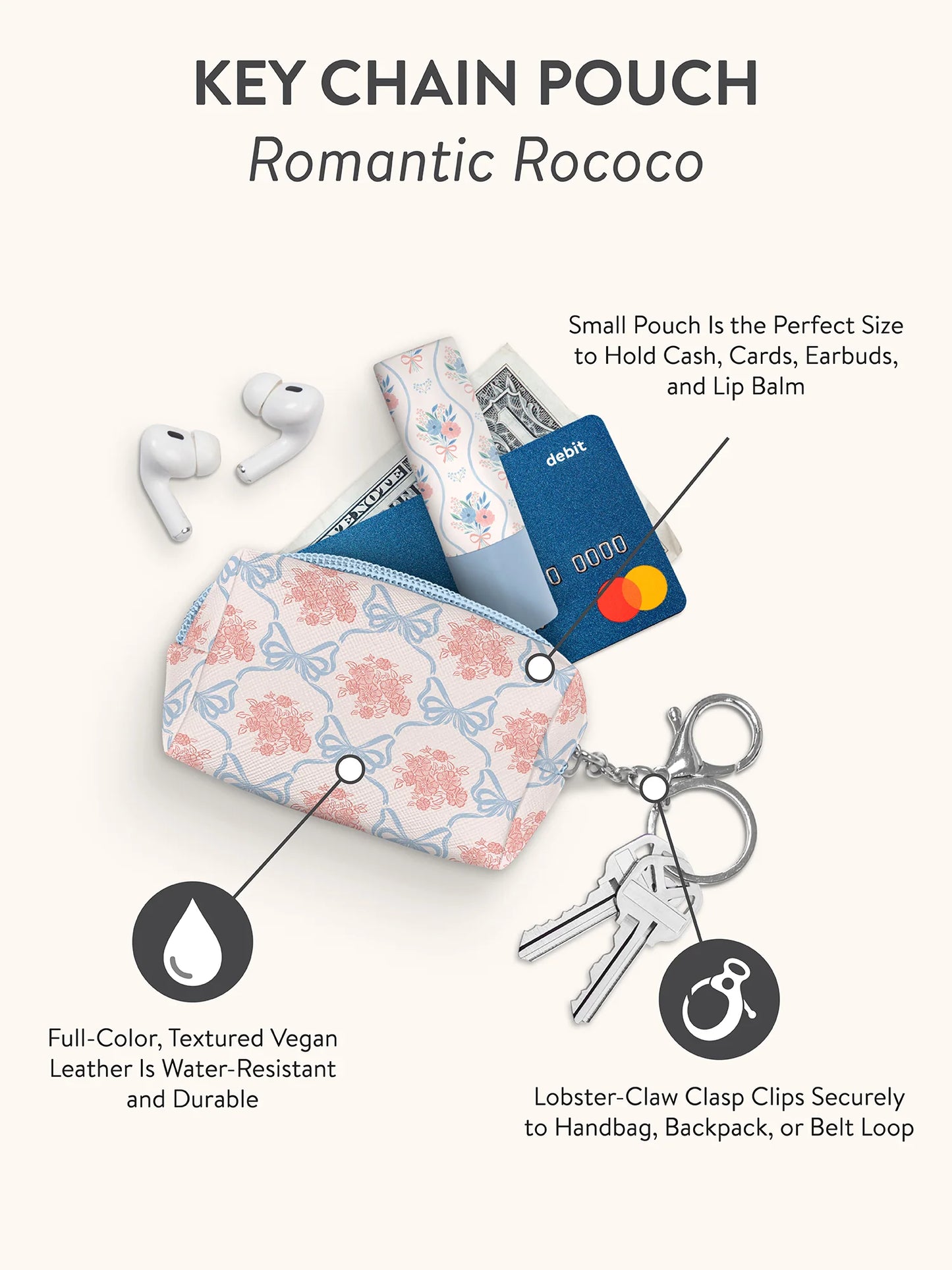 מחזיק מפתחות ופאוצ׳ Romantic Rococo
