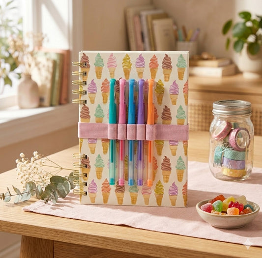 מחברת ספירלה עם סט עטים Cool & Creamy