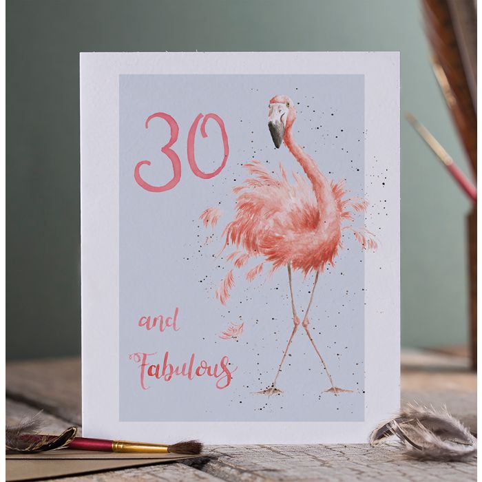 כרטיס ברכה ליום הולדת  and Fabulous' flamingo 30  (PAC029)