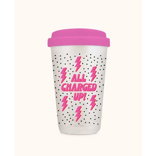 כוס זכוכית עם מכסה סיליקון All Charged Up