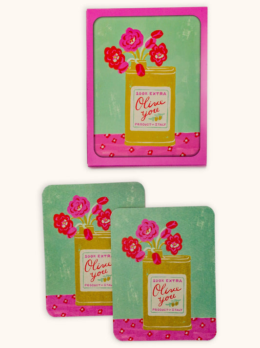 מארז כרטיסי ברכה Olive You Bouquet