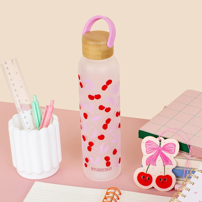 בקבוק זכוכית עם מכסה במבוק Cherry Sweet