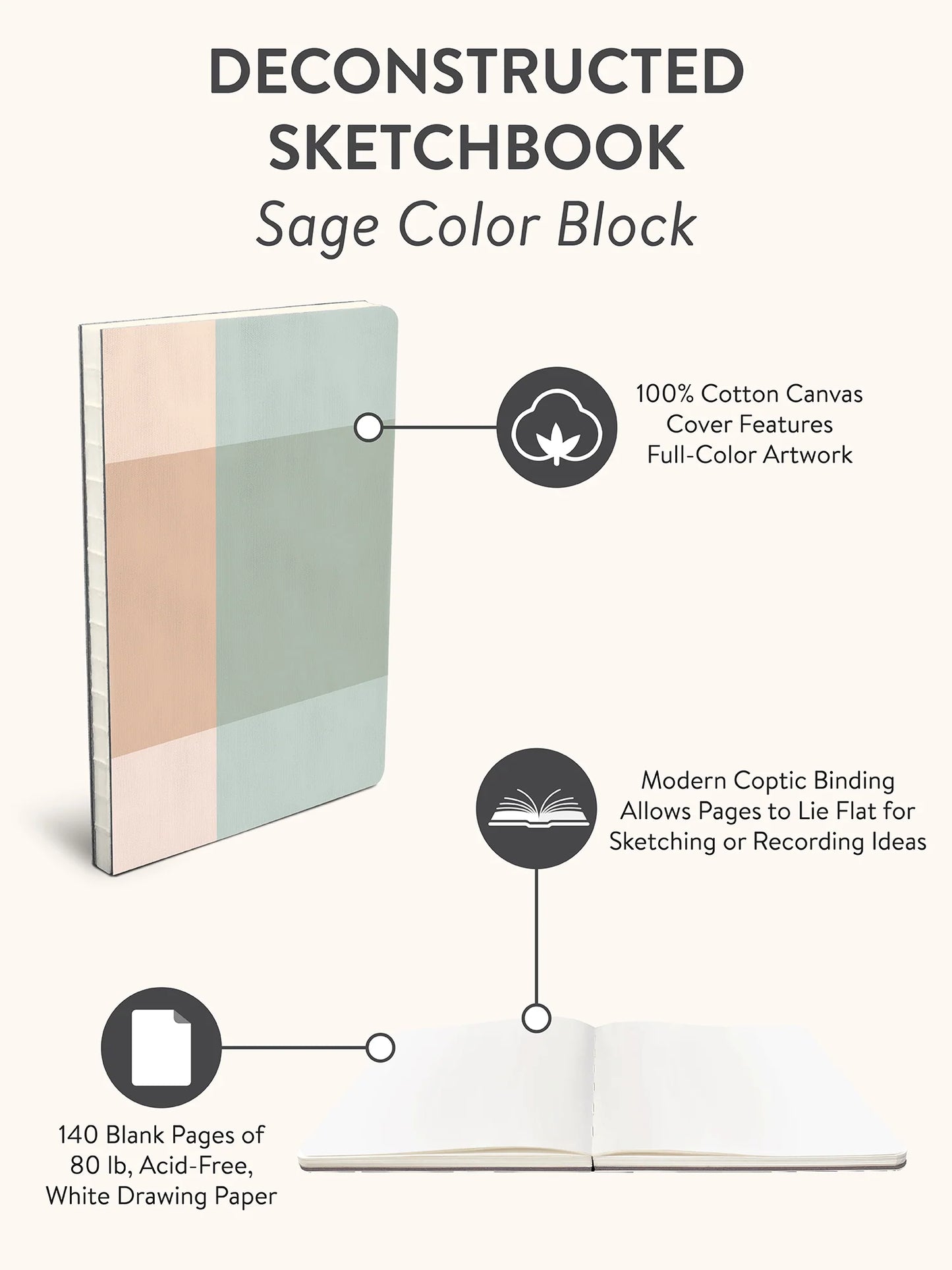מחברת סקצ׳בוק Sage Color Block