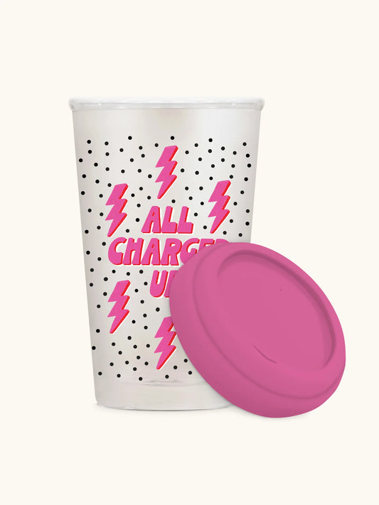 כוס זכוכית עם מכסה סיליקון All Charged Up