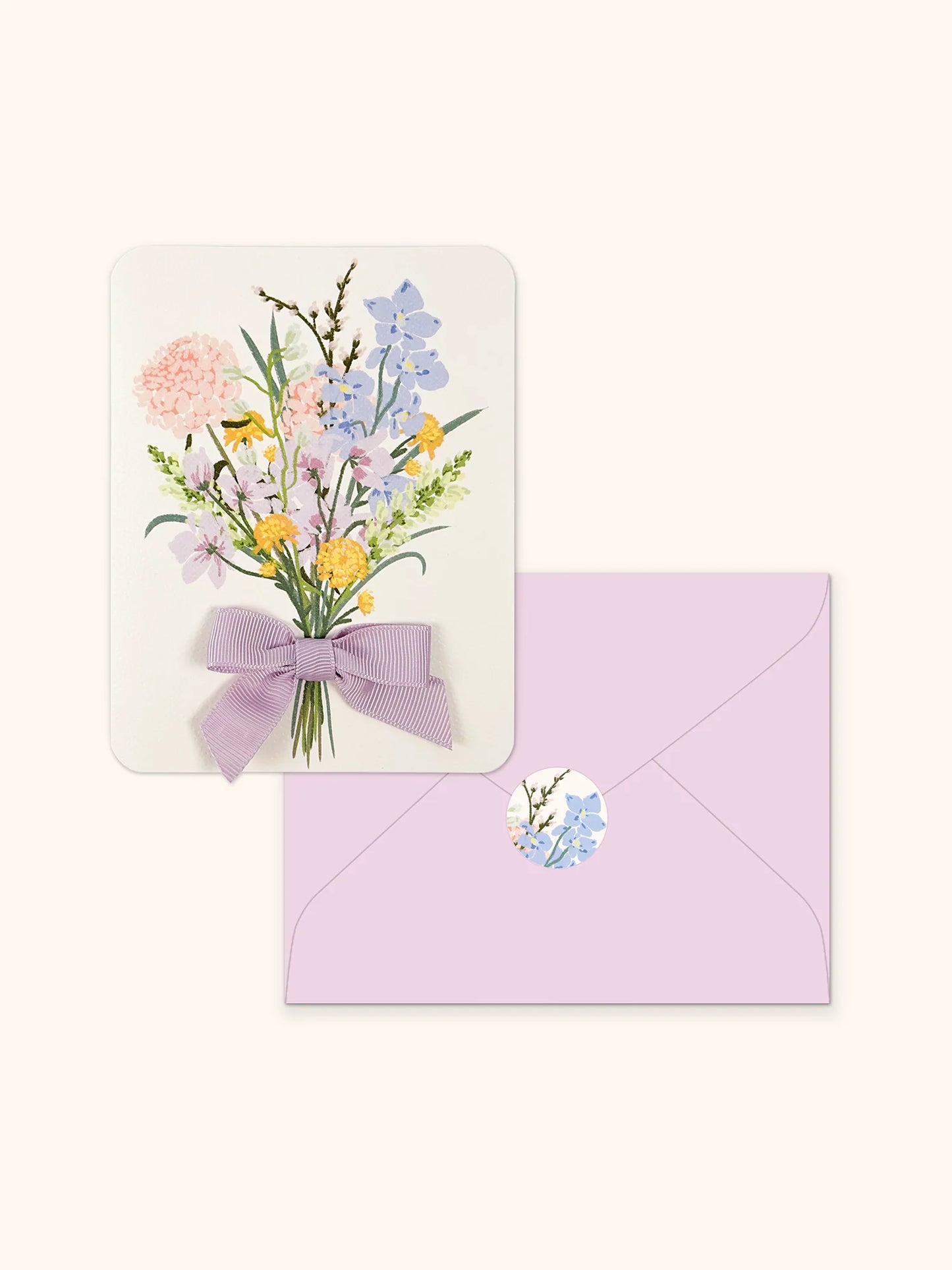 מארז כרטיסי ברכה עם סרט  Wildflower Bouquet Bow