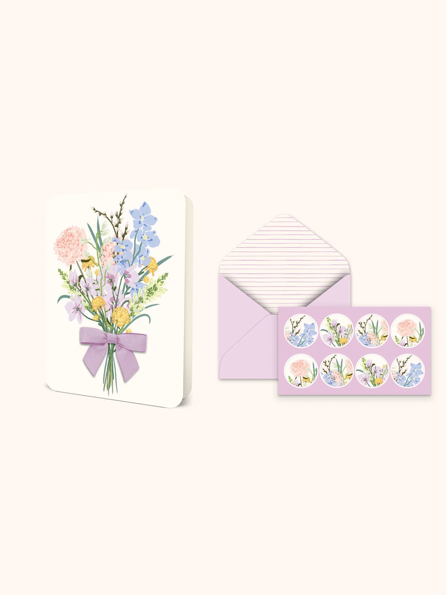 מארז כרטיסי ברכה עם סרט  Wildflower Bouquet Bow