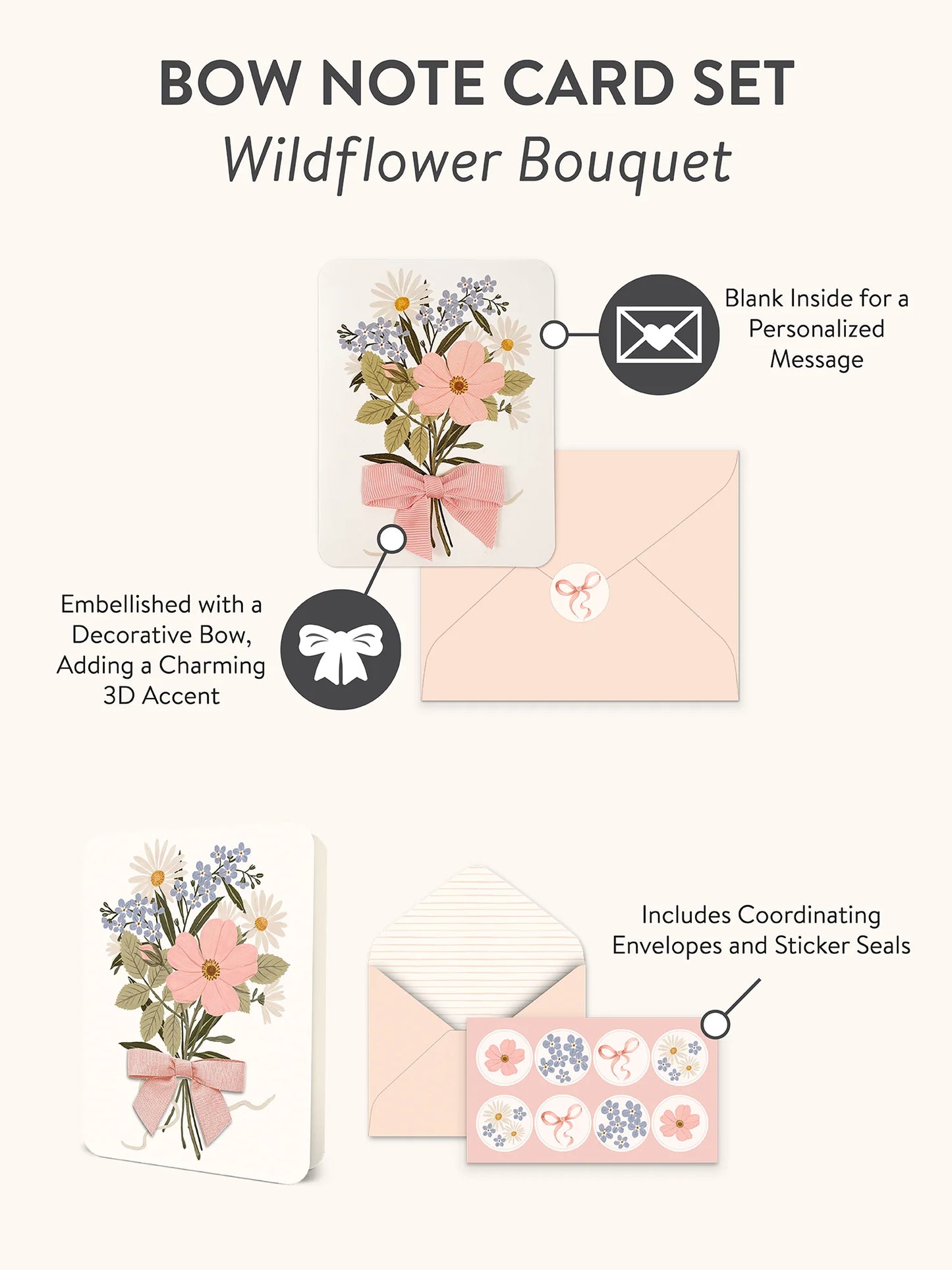 מארז כרטיסי ברכה עם סרט  Blissful Bouquet Bow