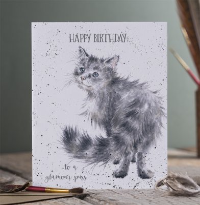 כרטיס ברכה ליום הולדת 'Glamour Puss' cat