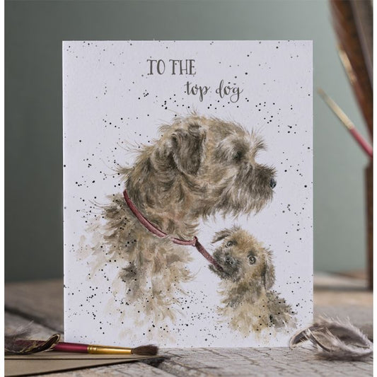 כרטיס ברכה ליום הולדת  'To The Top Dog' border terrier