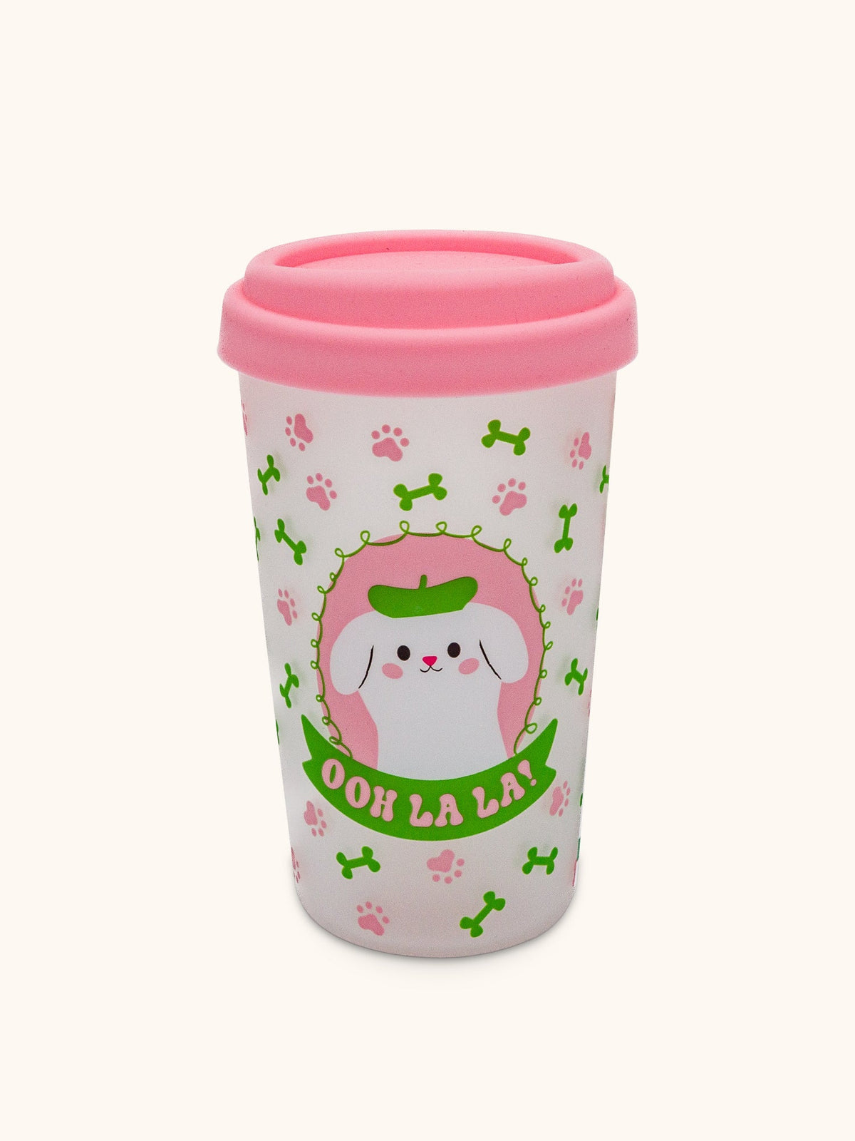 כוס זכוכית עם מכסה סיליקון Ooh La La Pooch