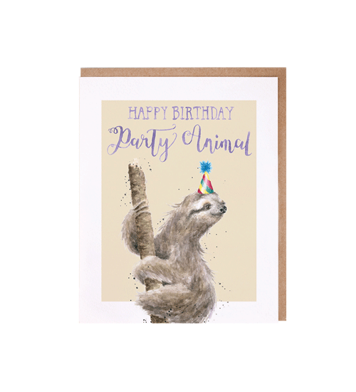 כרטיס ברכה ליום הולדת Party Animal Sloth