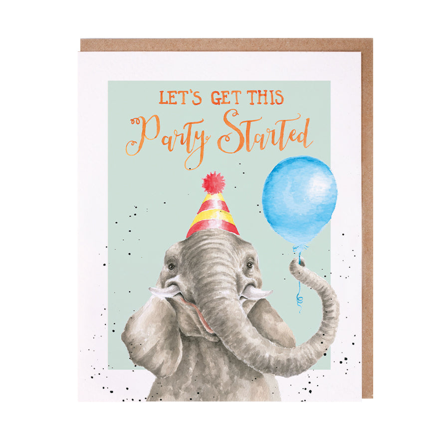 כרטיס ברכה ליום הולדת Get This Party Started' elephant