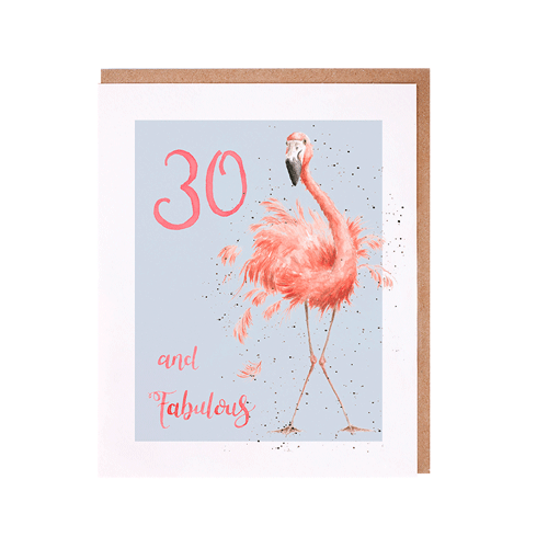 כרטיס ברכה ליום הולדת  and Fabulous' flamingo 30