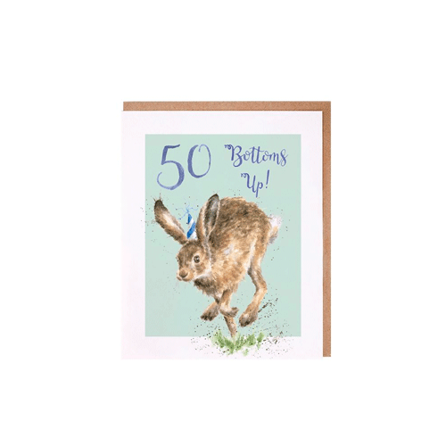 כרטיס ברכה ליום הולדת Bottoms Up!' hare 50