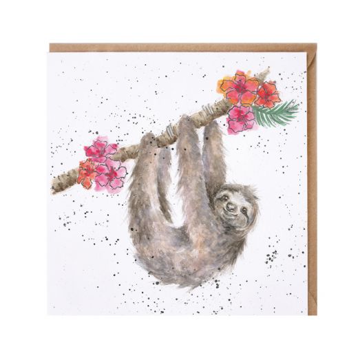 כרטיס ברכה ליום הולדת  'Hanging Around' sloth