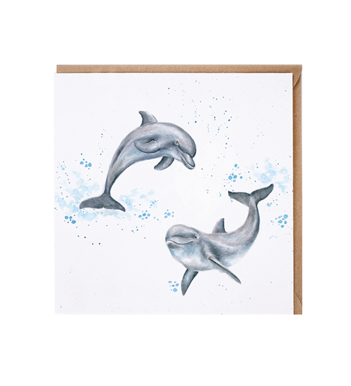 כרטיס ברכה ליום הולדת 'Flippin' Around' dolphin