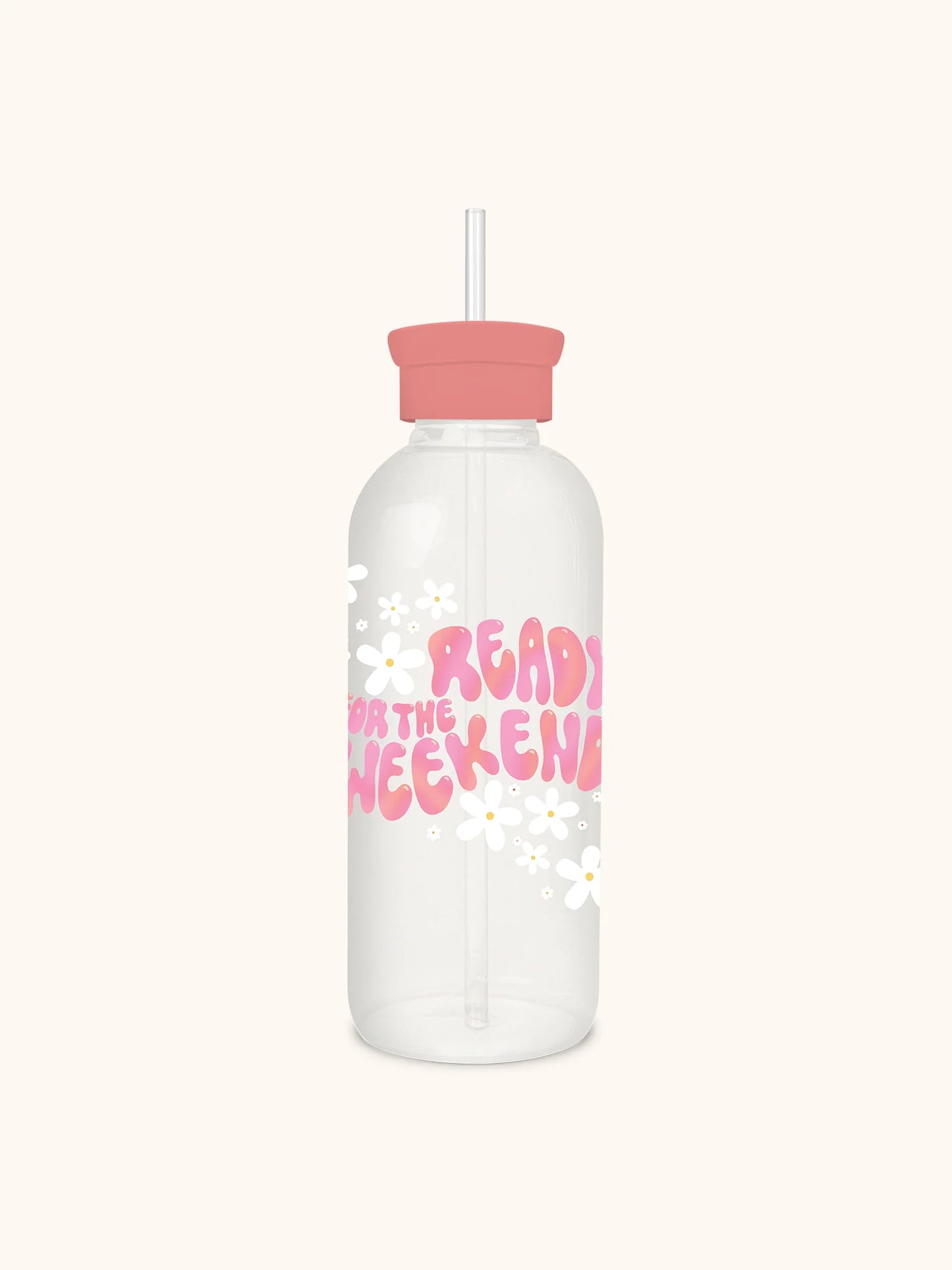 בקבוק זכוכית עם קש  Ready for the Weekend
