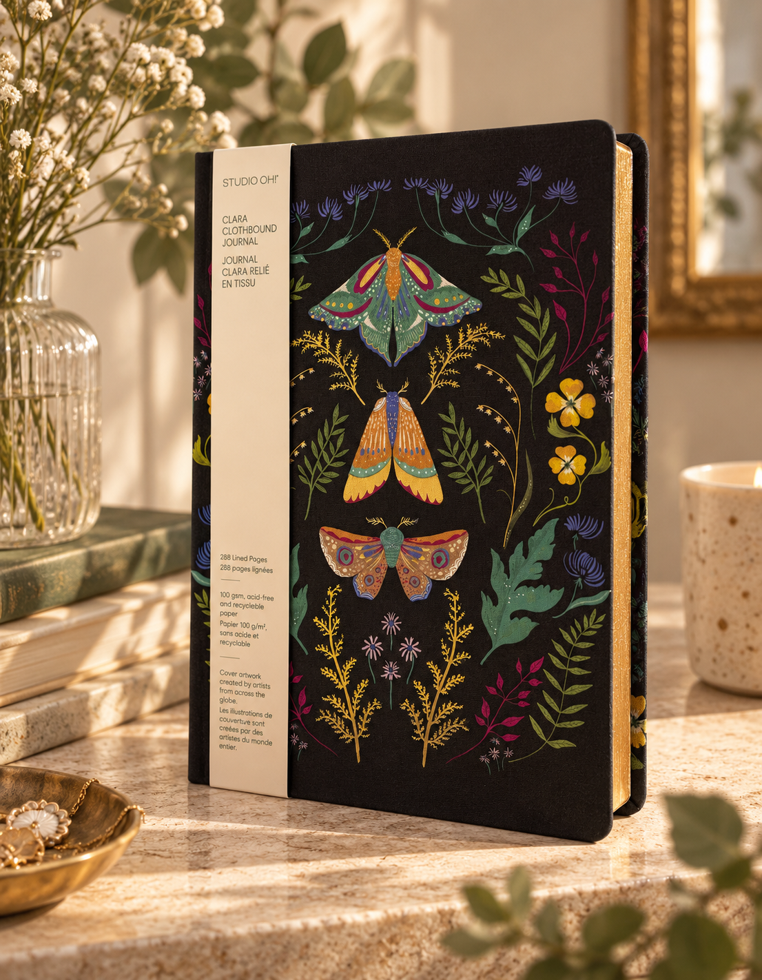 מחברת כריכת בד -  Midnight Garden Clara Clothbound Journal