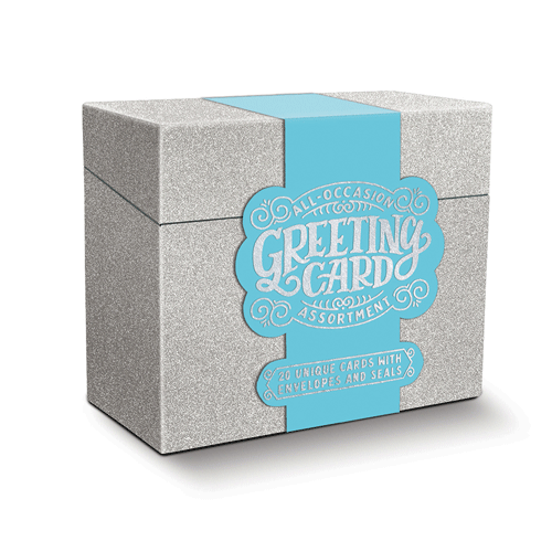 קופסת כרטיסי ברכה Silver Glitter