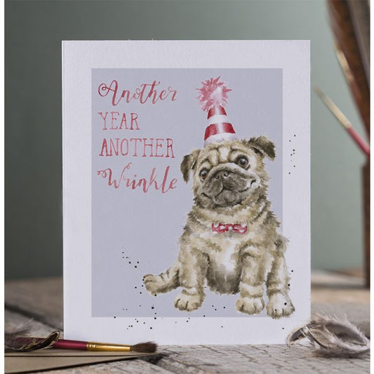 כרטיס ברכה ליום הולדת 'Another Wrinkle' pug (PAC010)
