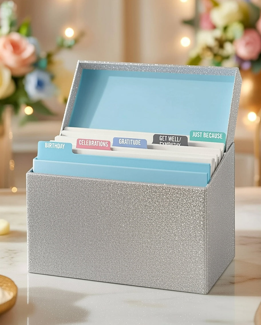 קופסת כרטיסי ברכה Silver Glitter