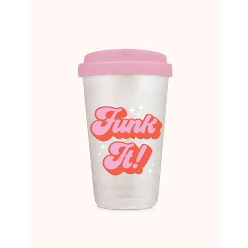 כוס זכוכית עם מכסה סיליקון Funk It!