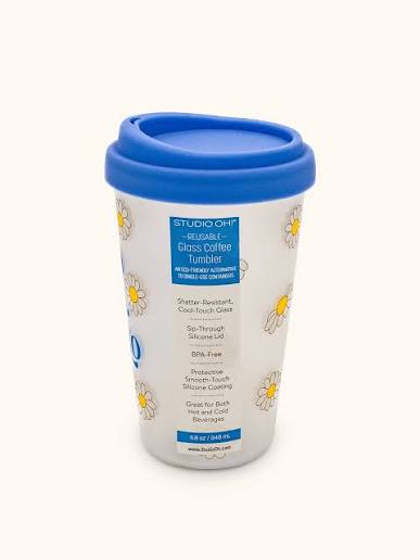 כוס זכוכית עם מכסה סיליקון Do No  Harm