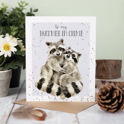 כרטיס ברכה ליום הולדת 'Partners in Crime' Racoon