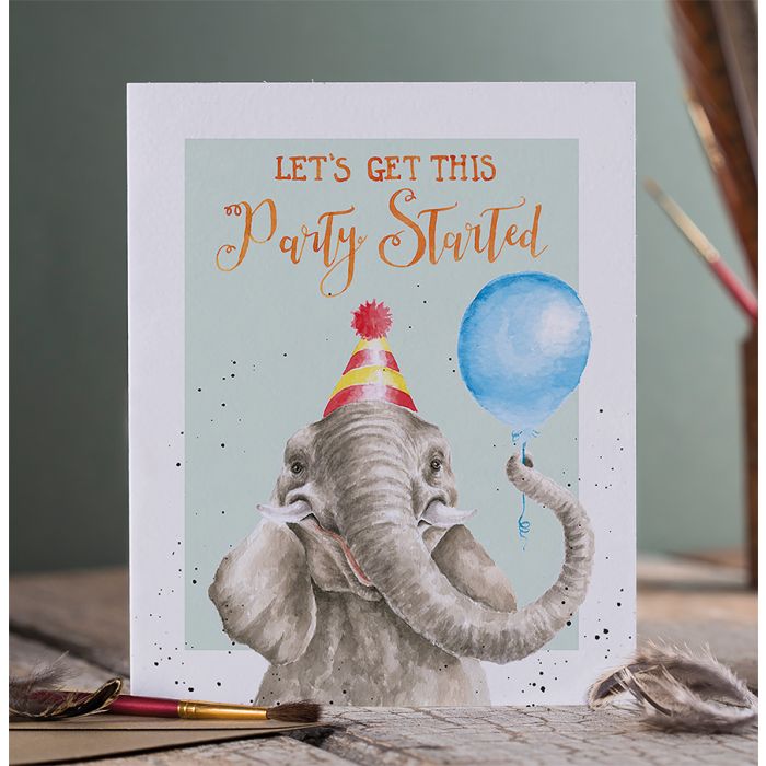 כרטיס ברכה ליום הולדת Get This Party Started' elephant