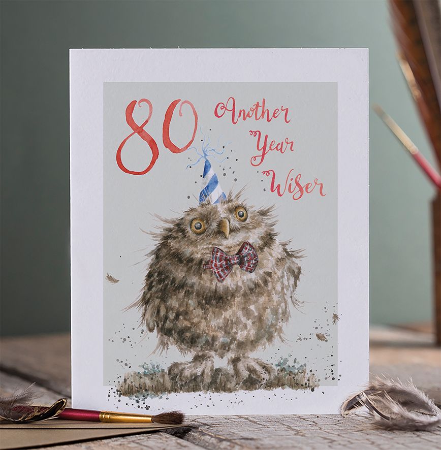 כרטיס ברכה ליום הולדת  Another Year Wiser' owl 80 (PAC040)